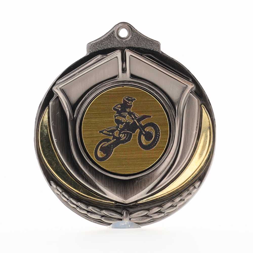 Two Tone Silver Medal 50mm - Motocross