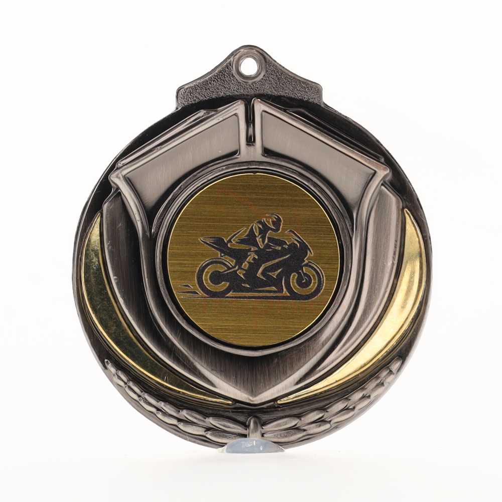 Two Tone Silver Medal 50mm - Motorbike