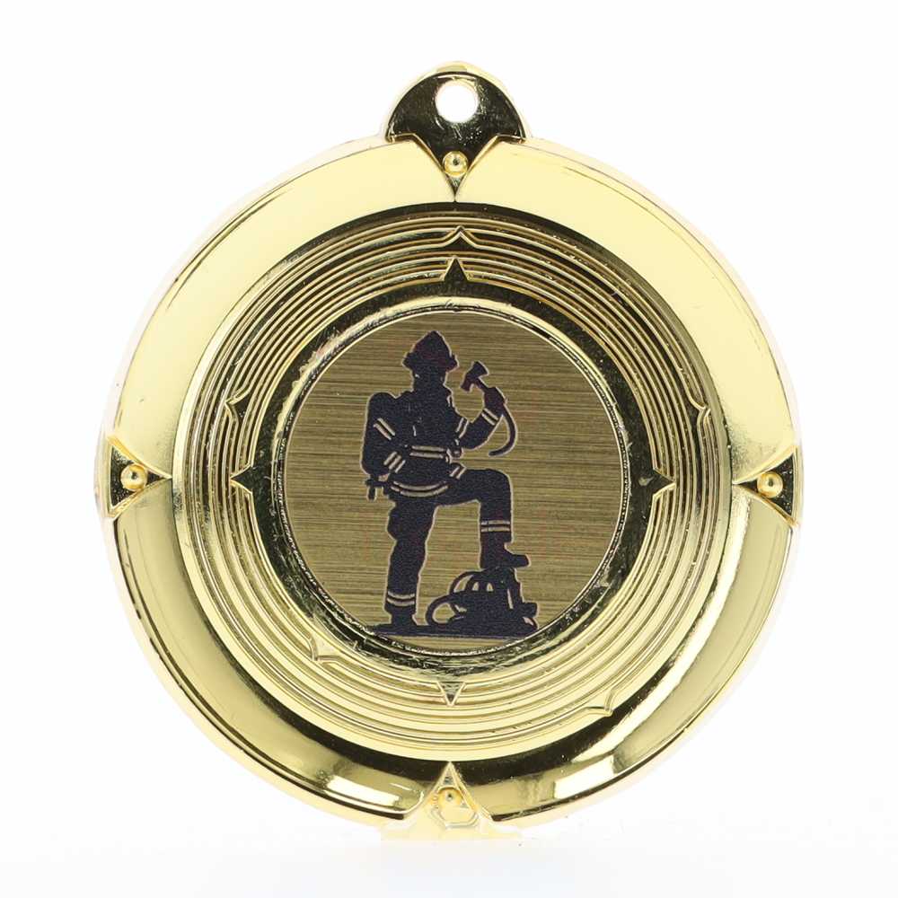 Deluxe Firefighter Medal 50mm Gold