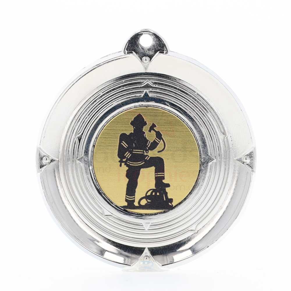 Deluxe Firefighter Medal 50mm Silver