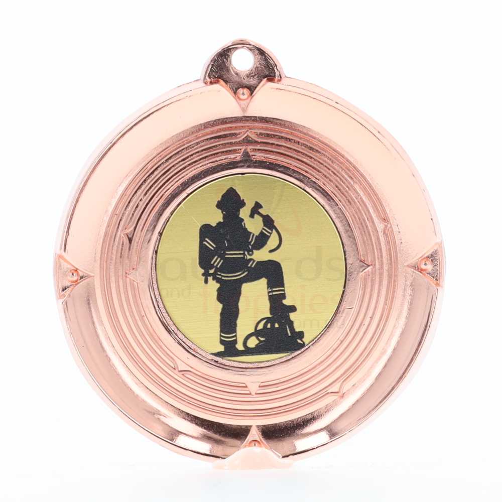 Deluxe Firefighter Medal 50mm Bronze