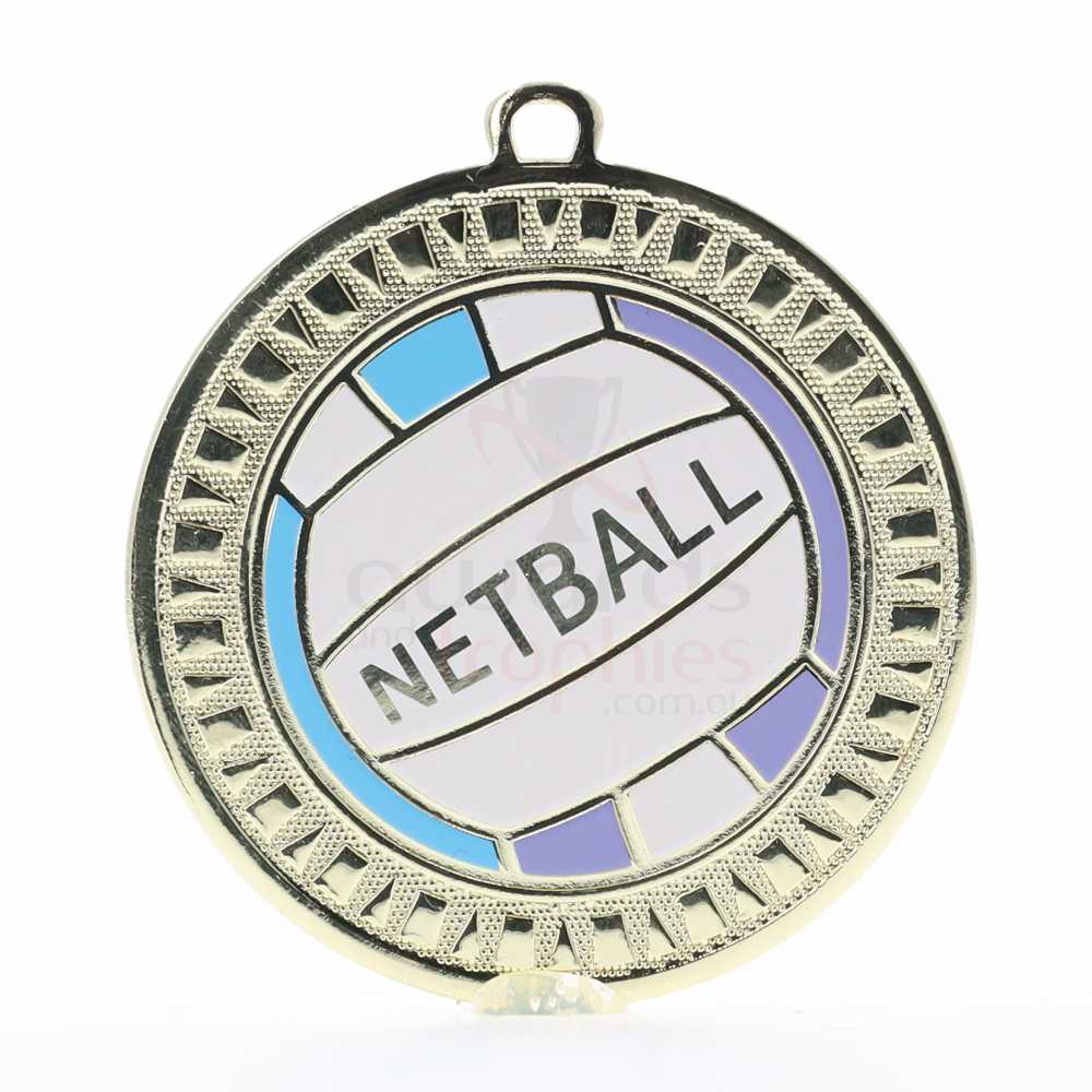 Spark Netball Medal 55mm - Shiny Gold