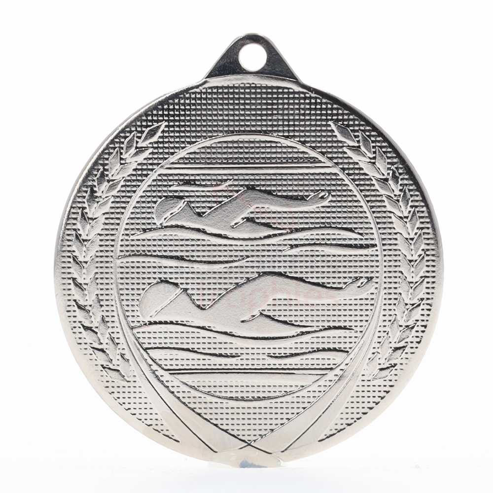 Garland Swimming Medal 50mm - Silver