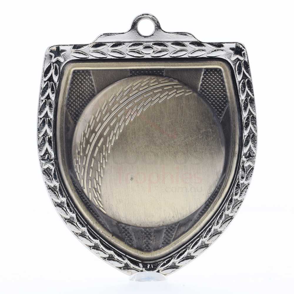 Cricket Ball Shield Medal 80mm - Silver 