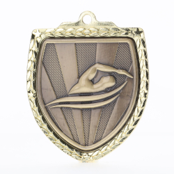 Swimming Shield Medal 80mm - Gold 