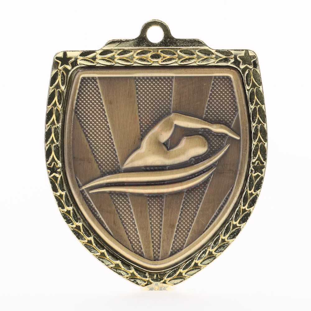 Swimming Shield Medal 80mm - Gold 