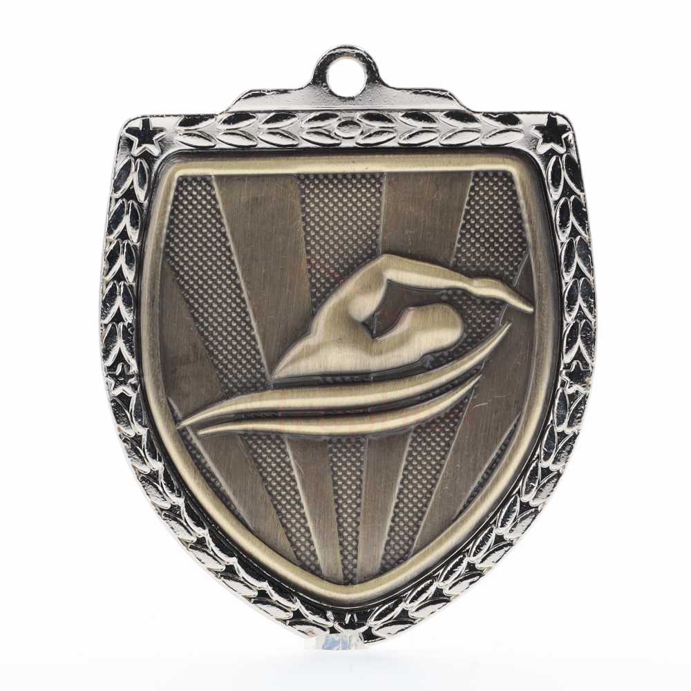 Swimming Shield Medal 80mm - Silver 