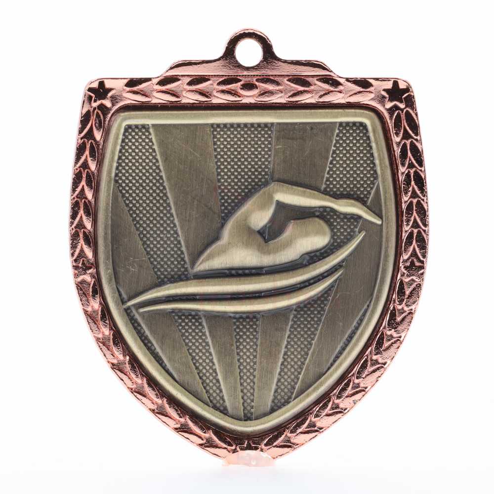 Swimming Shield Medal 80mm - Bronze