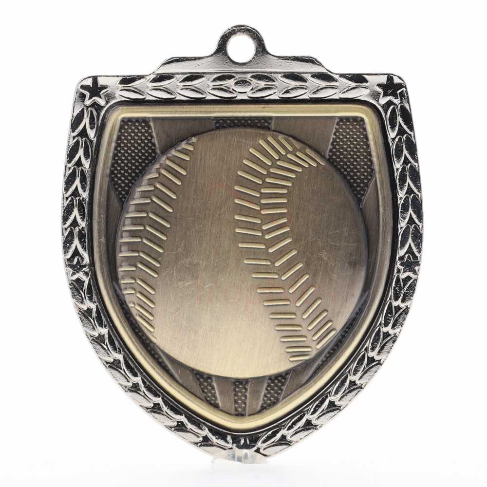 Baseball Shield Medal 80mm - Silver 