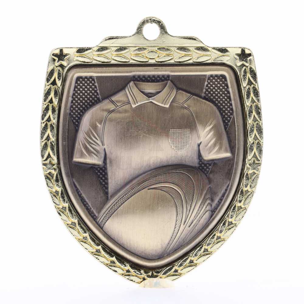 Rugby Shield Medal 80mm - Gold 