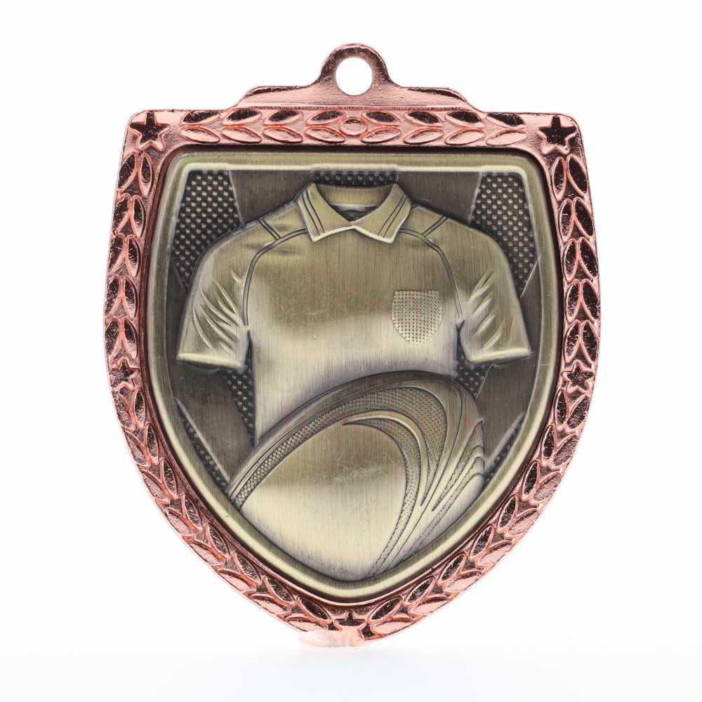 Rugby Shield Medal 80mm - Bronze