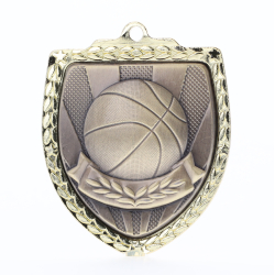 Basketball Shield Medal 80mm - Gold 