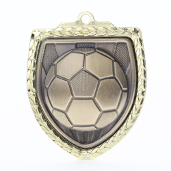 Soccer Ball Shield Medal 80mm - Gold 