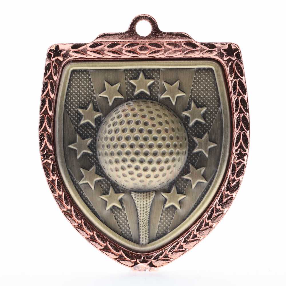 Golf Shield Medal 80mm - Bronze