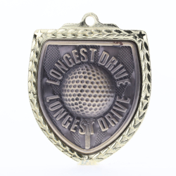 Longest Drive Shield Medal 80mm - Gold 