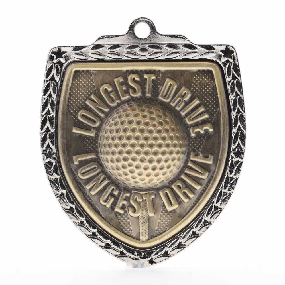 Longest Drive Shield Medal 80mm - Silver 