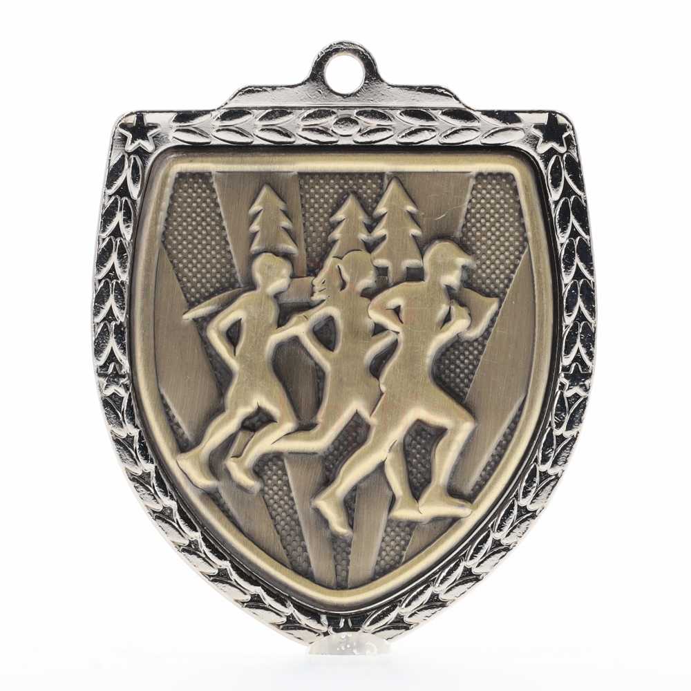 Cross Country Shield Medal 80mm - Silver 