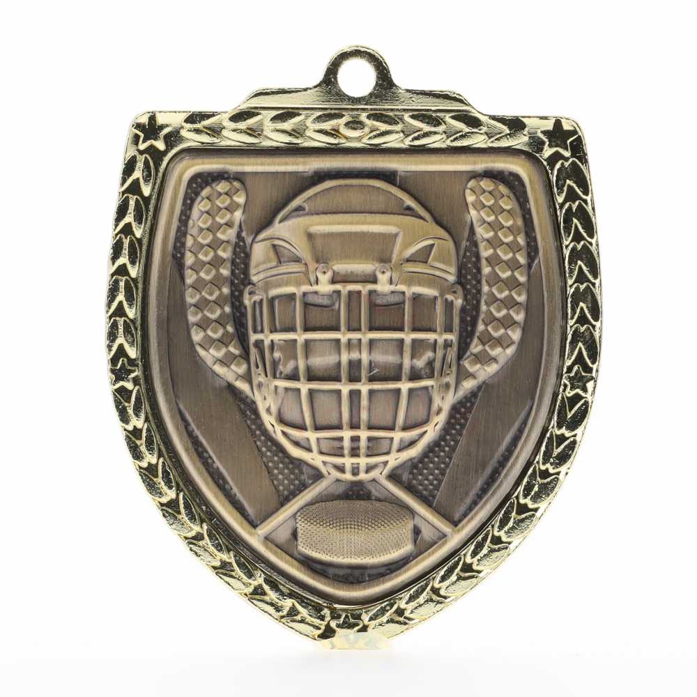 Ice Hockey Shield Medal 80mm - Gold 