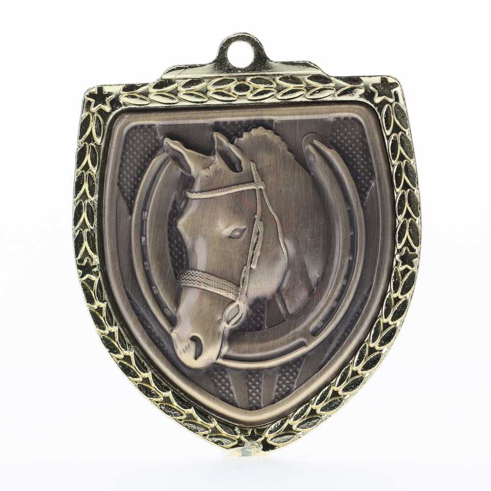 Horse Shield Medal 80mm - Gold 