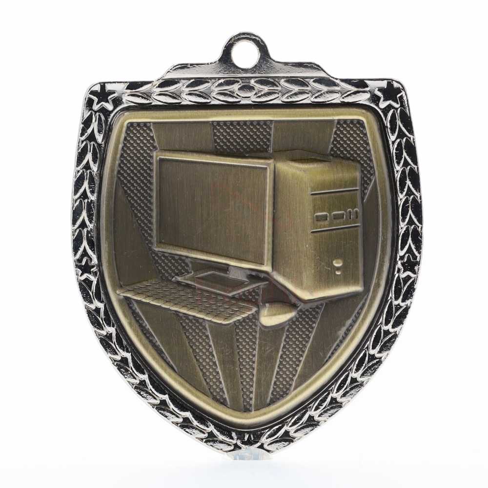 Computer Shield Medal 80mm - Silver 