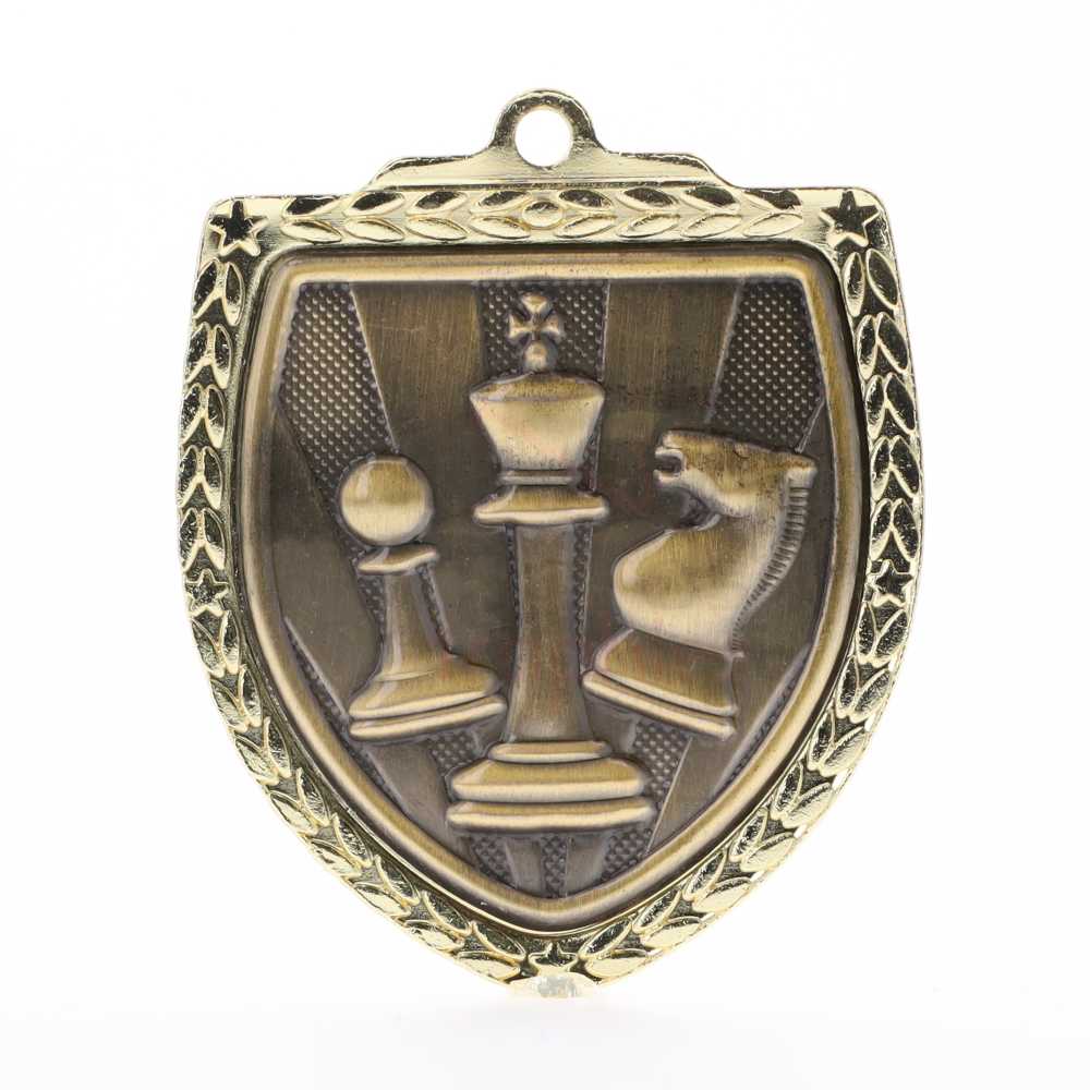 Chess Shield Medal 80mm - Gold 