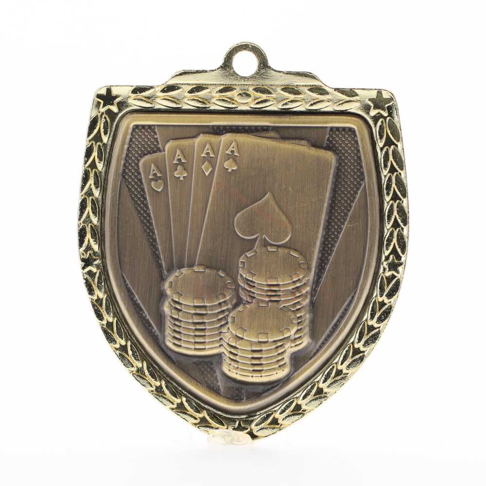 Poker Shield Medal 80mm - Gold 