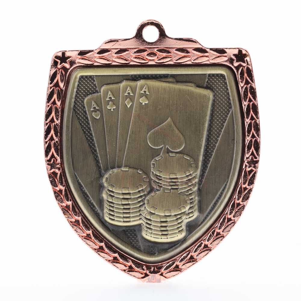 Poker Shield Medal 80mm - Bronze