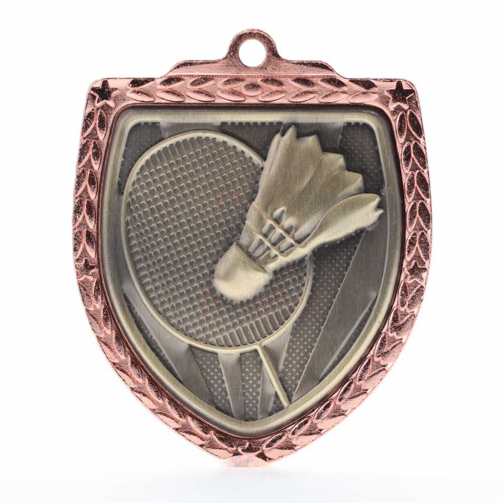 Badminton Shield Medal 80mm - Bronze