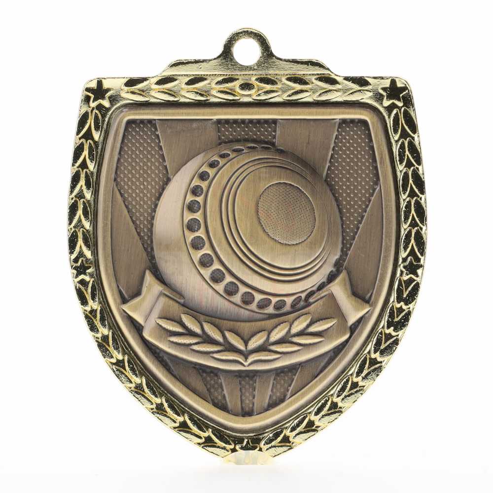 Lawn Bowls Ball Shield Medal 80mm - Gold 