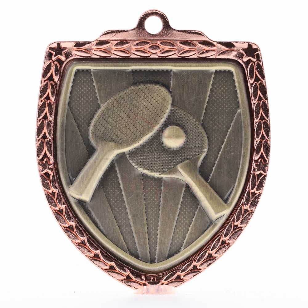 Table Tennis Shield Medal 80mm - Bronze