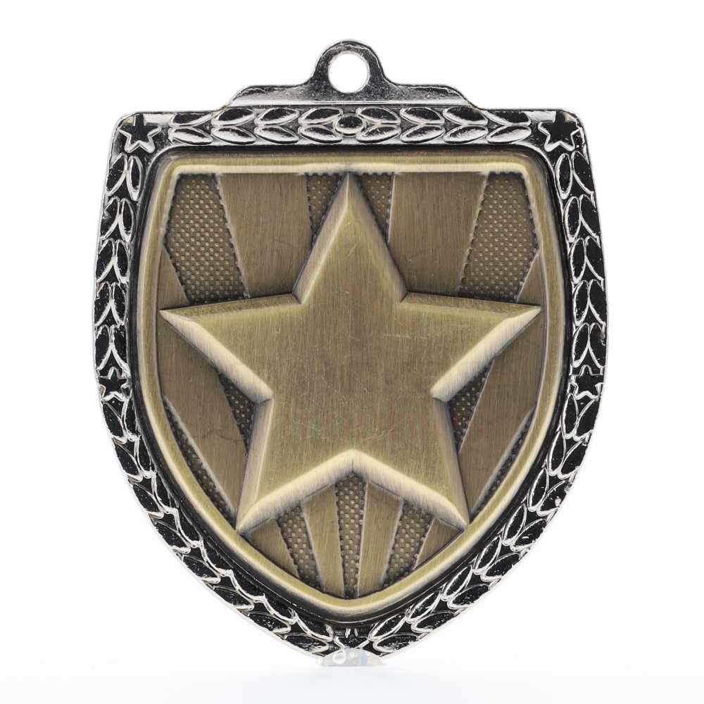 Star Shield Medal 80mm - Silver 