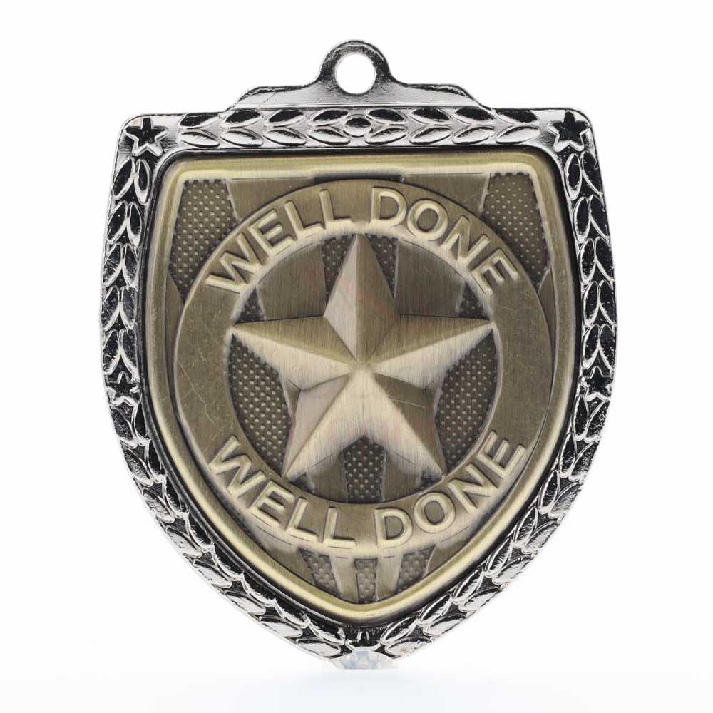 Well Done Shield Medal 80mm - Silver 