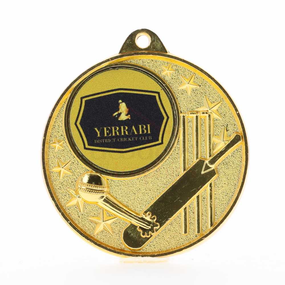 Cricket Logo Starry Medal 50mm - Gold