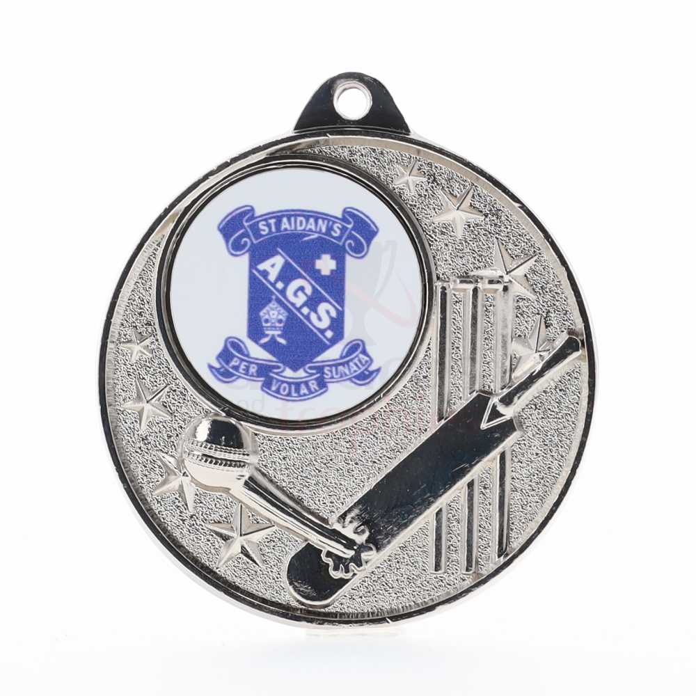 Cricket Logo Starry Medal 50mm - Silver