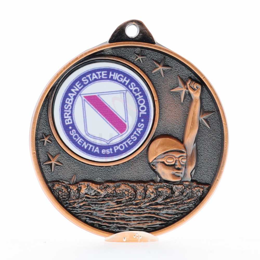 Swimming Logo Starry Medal 50mm - Bronze