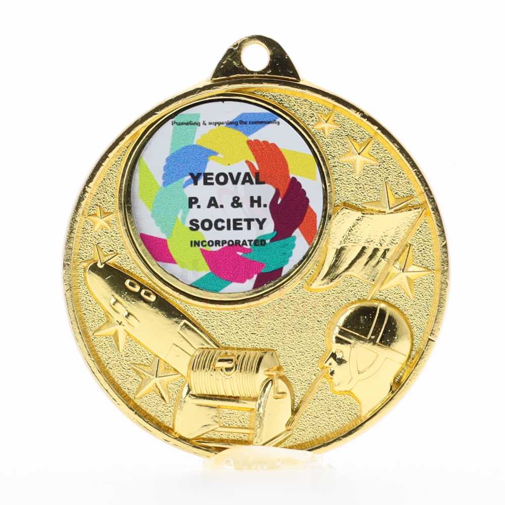 Surf Lifesaving Logo Starry Medal 50mm - Gold