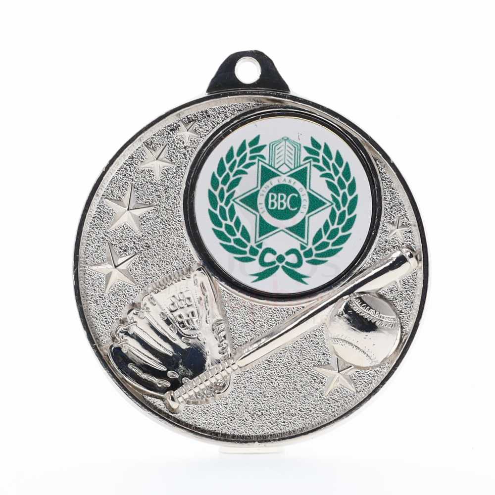 Baseball Logo Starry Medal 50mm - Silver