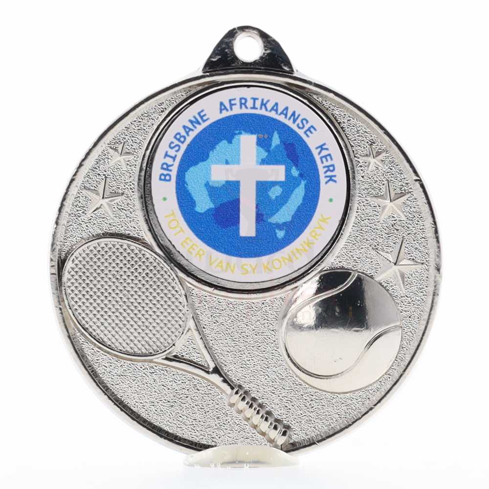 Tennis Logo Starry Medal 50mm - Silver